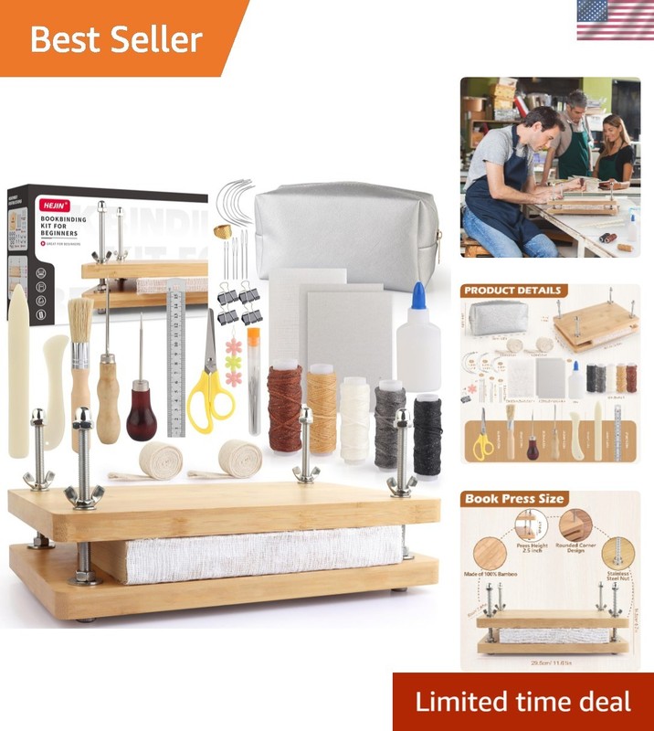 Versatile Book Binding Kit with Press & Materials for Addictive Journal Making