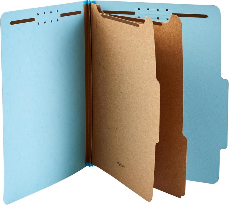 Amazon Basics Classification Folder with Prongs, 100% Recycled, 2 Dividers, 2" E gallery