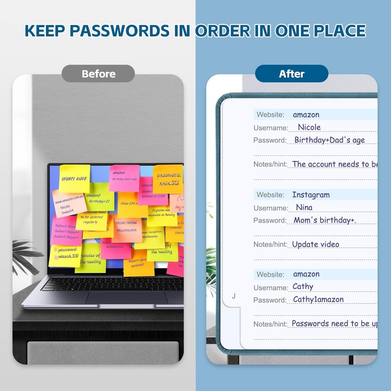 Password Keeper Book with Alphabetical Tabs，4.3"x5.7" Small Password gallery
