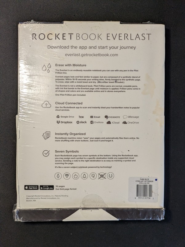 Rocketbook Core Everlast Reusable Notebook w/ Frixion Pen 8x11 Dot Grid Blue 32 gallery