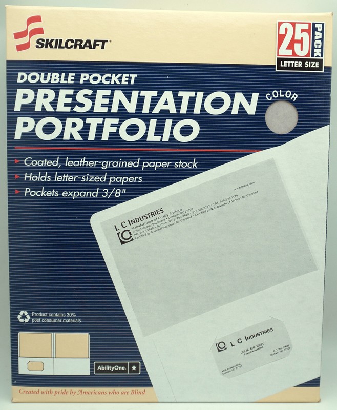 SKILCRAFT Double Pocket Presentation Portfolio – Gray – Letter Size 25/pack