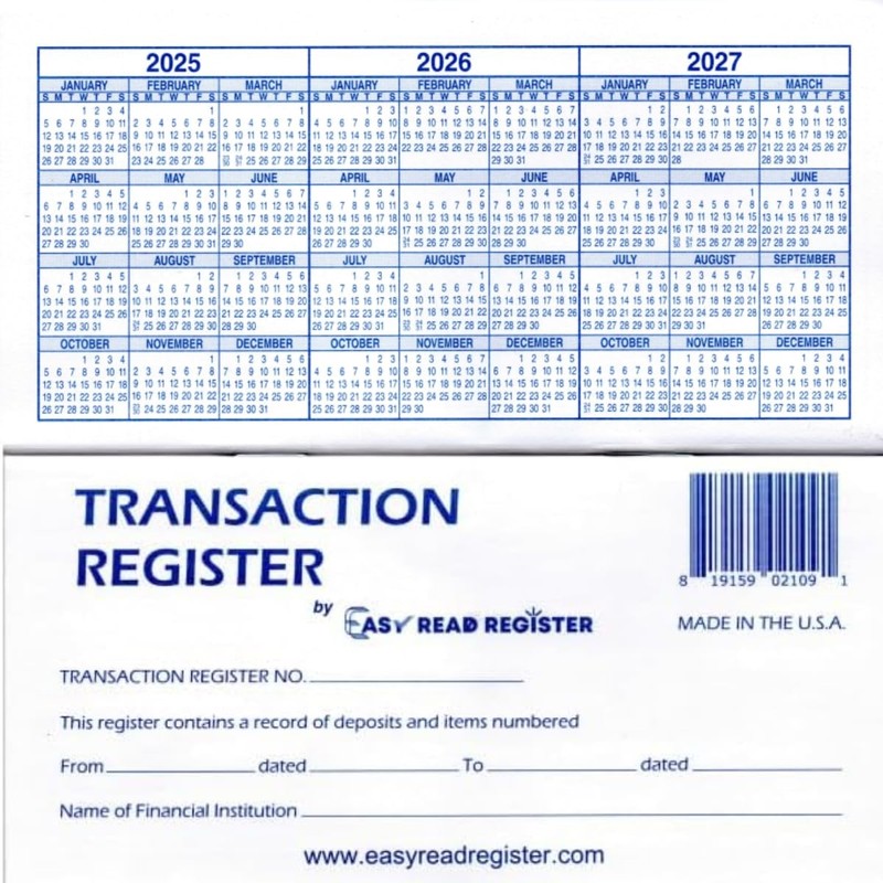 Checkbook Registers, 25-26-27 Calendars, Made in USA (12)