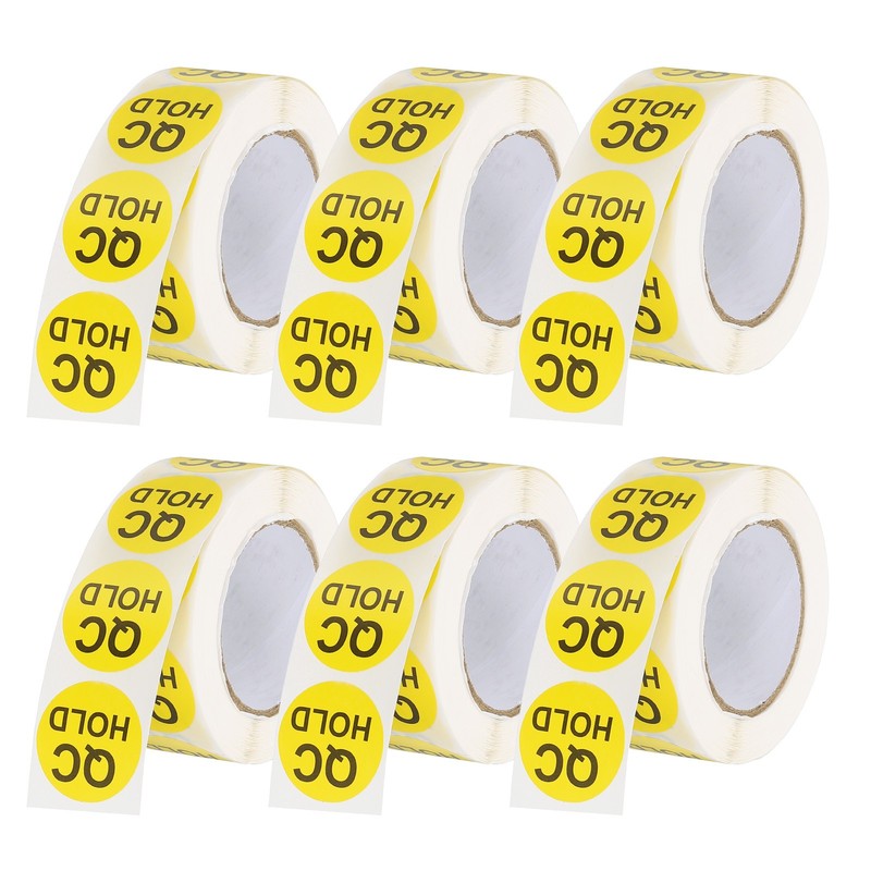 6 Roll/3000 Pcs 1″ QC Hold Labels Inventory Quality Control Stickers Yellow