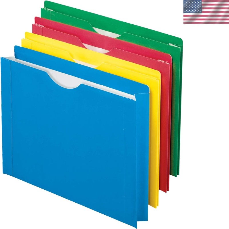 Color Reinforced File Jacket, 2-Inch Expanding Jacket, Letter Size, Assorted …