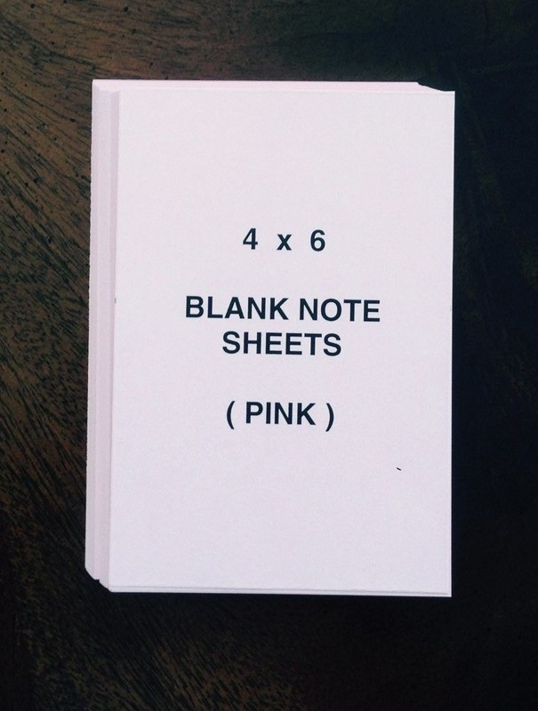 Refill Note Paper -” PINK ” Loose Sheets – 4 x 6 ” 100 Sheets * Lot of 3*
