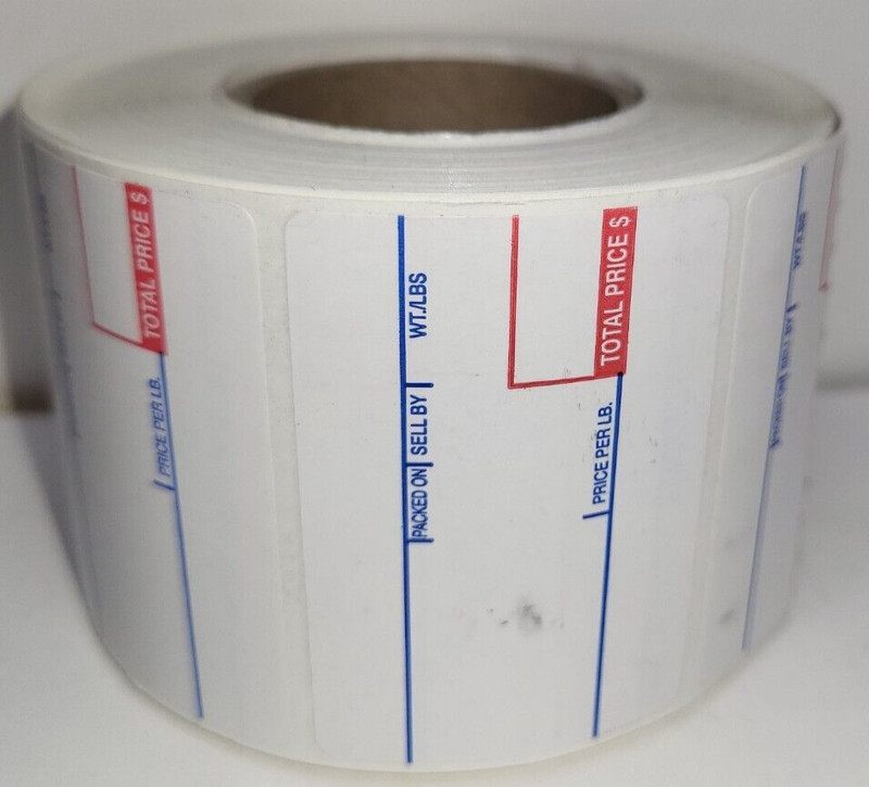 CAS Printer Labels 1493 for LP-1000 UPC, Red/Blue, 12 Rolls, 700 Labels per Roll