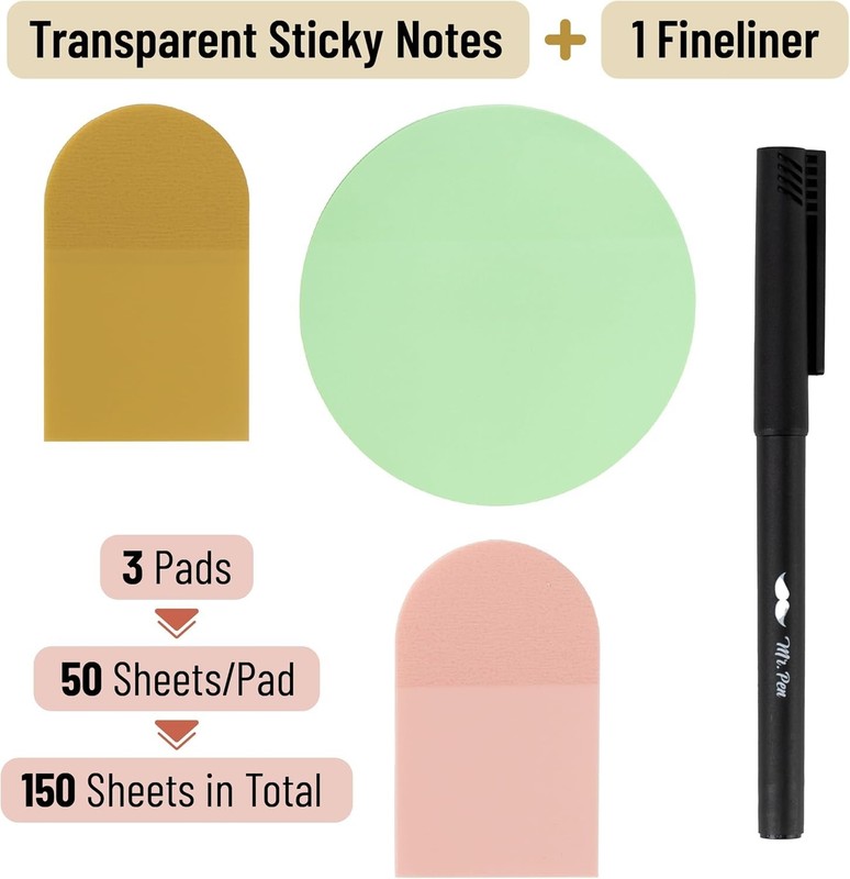 Transparent Sticky Notes Set 150 Sheets with Pen Ideal for Bible Study Office gallery