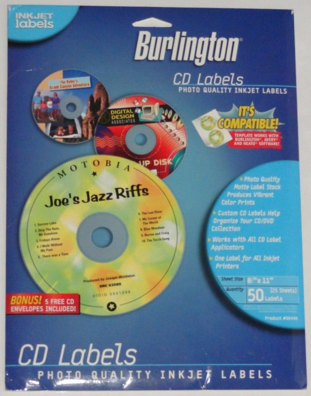 Brand New BURLINGTON CD LABELS Photo Quality