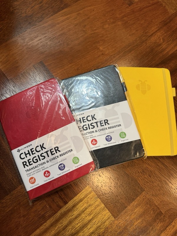 3 THREE – KUMEER Check Registers – Elegant Check Registers Red, Black & Yellow