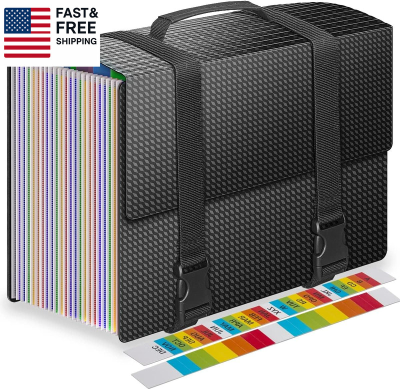 Expanding File Folders,Accordion File Organizer with Handle,25 Pockets Portabl
