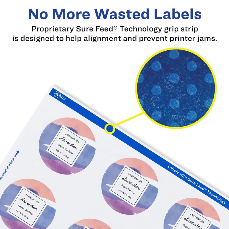 Avery Durable Waterproof Round Labels, Sure Feed, Print-to-Edge, 1.5", 2000PK gallery