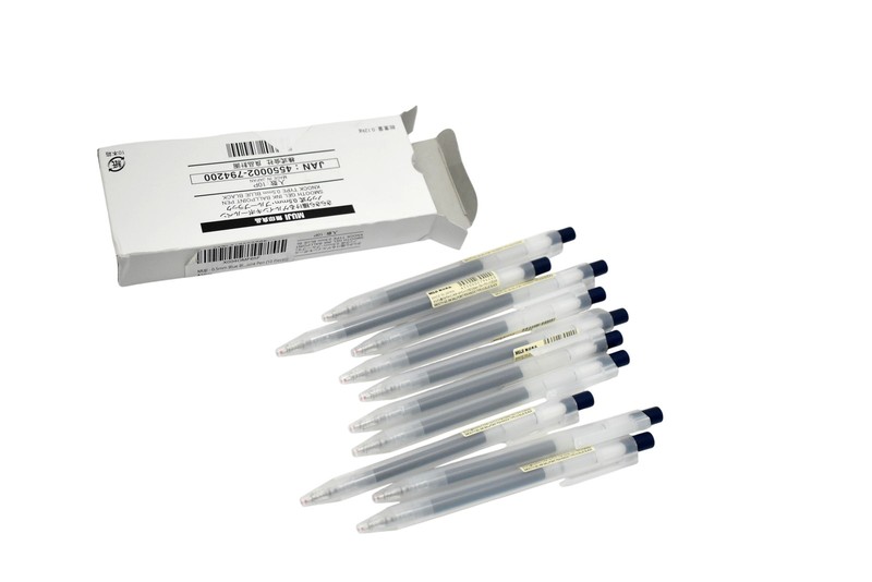 MUJI Smooth Gel Ink Ballpoint Click Pens 0.5mm Blue Black 10 Pack Japan