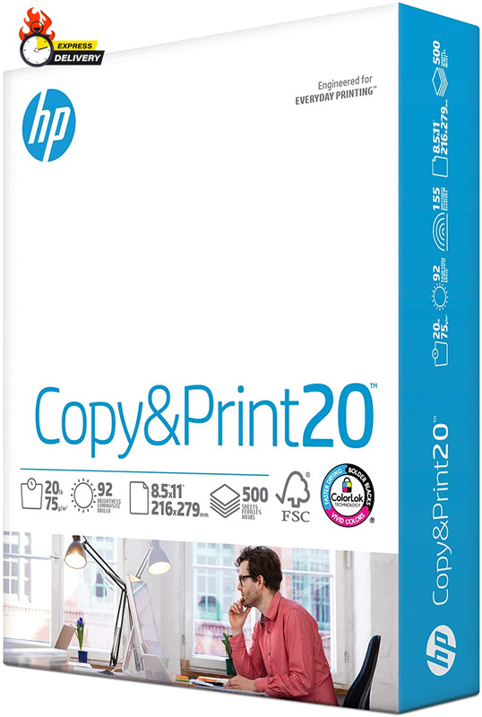 HP Printer Paper | 8.5 X 11 Paper | Copy &Print 20 Lb | 1 Ream Case – 500 Sheets