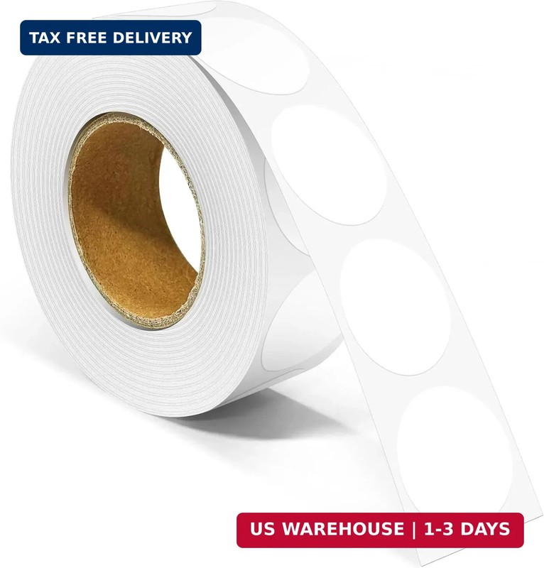 1 Inch Round Color Coding Labels, 1000 PCS Per Roll White Color Coded Dot Sticke