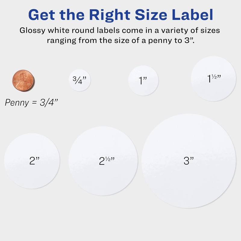 Avery Printable 90 Round Labels, 2.5", Glossy White, 22830 5 Pack 450 Labels gallery