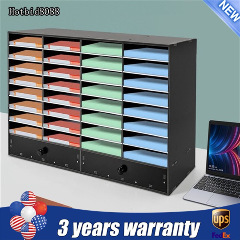 PVC 32-Slots Office File Storage Shelf Organizer Desk Folders Mail Sorter Rack
