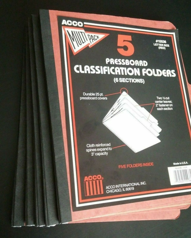 Acco Pressboard 25-Point Classification Folders, 6 Sections, Red, 5/Box New gallery