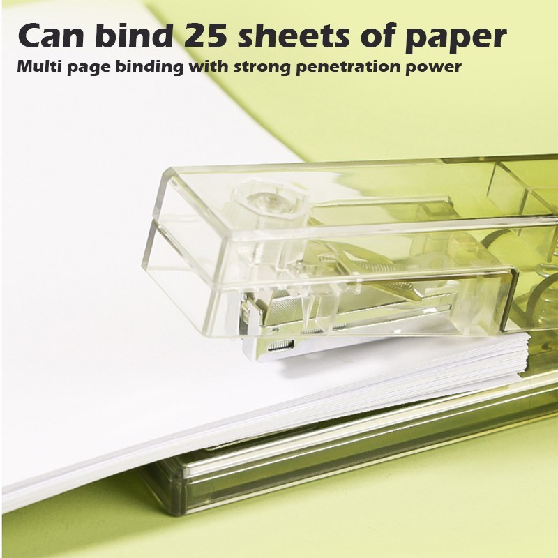 Transparent acrylic stapler set, available in 3 colors, with 360-degree rotation gallery