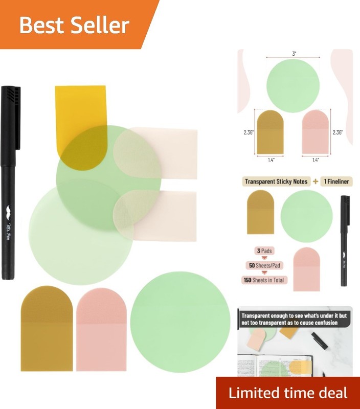 Transparent Sticky Notes Set 150 Sheets with Pen Ideal for Bible Study Office