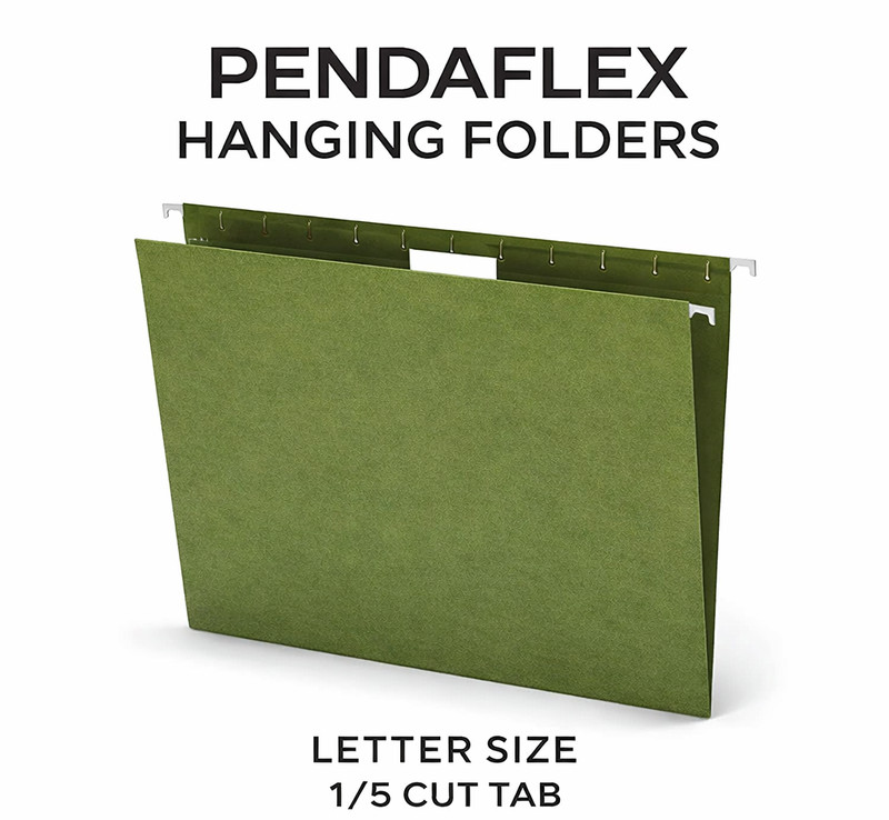 NEW Pendaflex Hanging File Folders Letter 1/5 Tab Green w/ Tabs & Inserts 50