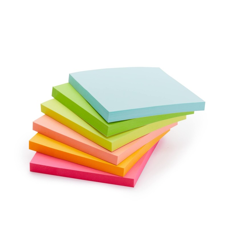 Amazon Basics Square Sticky Notes for Organizing, 3" x 3", Assorted Primary gallery