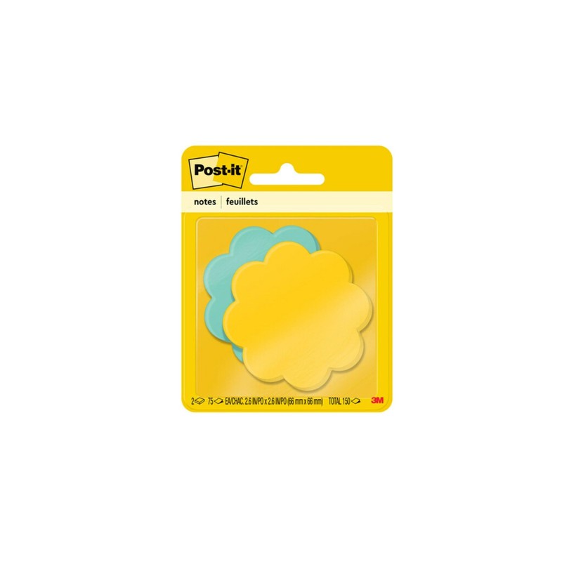 Assorted Daisy Shaped Self Stick Notes 3x3 Inches 2 Pads 75 Sheets Each