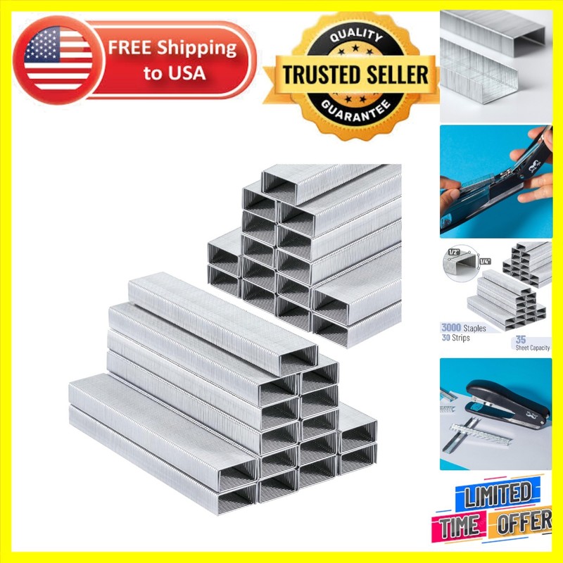Compact 3000 Staples, 1/4 Inch, Perfect for Organizing with 35 Sheet Capacity