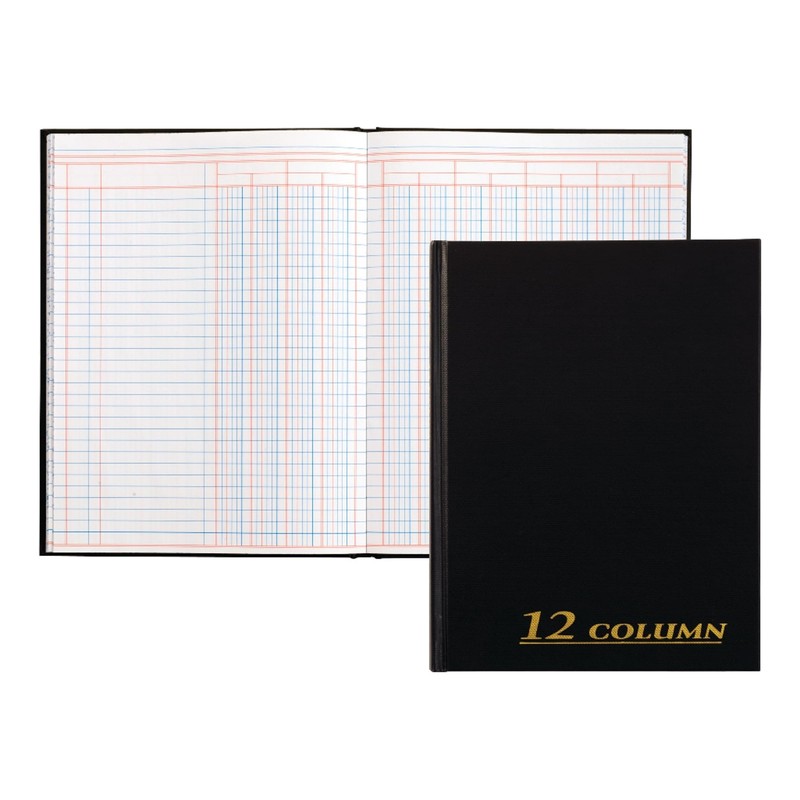 Adams Black Hard Bound Columnar Account Book 7 x 9 Inch Acid Free Paper