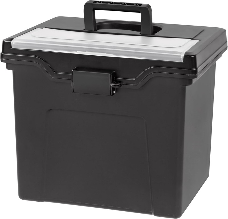 IRIS USA File Box with Lid File Organizer for Letter File W/ Organizer-Lid, Plas