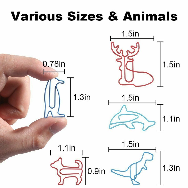 80Pcs Chic Animals Paper Clips Bookmark Coated Paper Clips Office School Supplie gallery