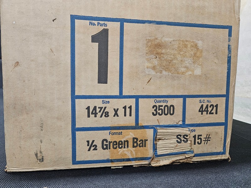 Continuous Computer Paper, 14-7/8 x 11" - 1/2" Green Bar 1-Part 15lb (3200 ct) gallery