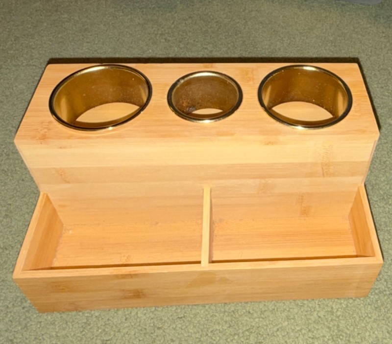 Wooden Desktop Organizer For Hair Tools, Accessories and Supplies, compartments