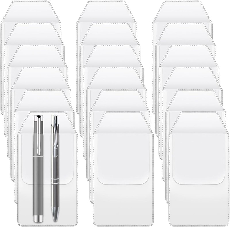 18 Pcs Transparent Pocket Protector, Plastic Pen Holder Clear
