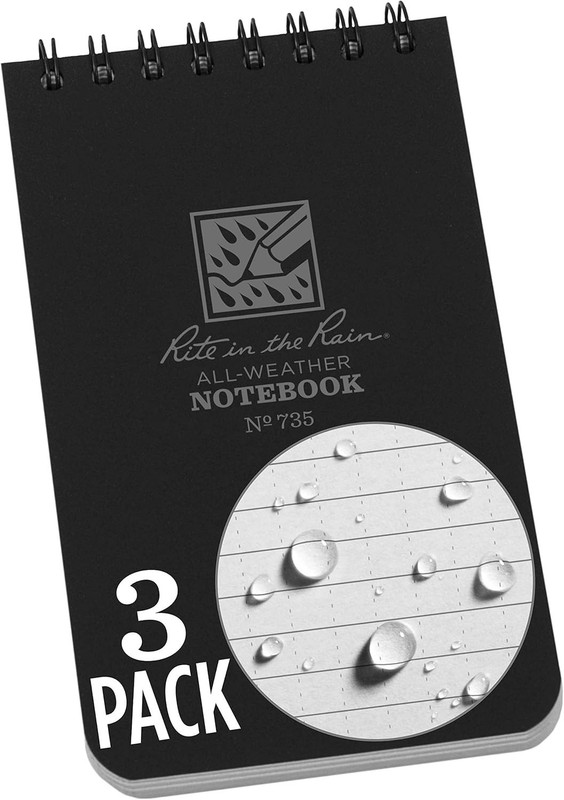 Durable Weatherproof Notebook - Black 3" x 5" Spiral, 3 Pack, Polydura Cover gallery