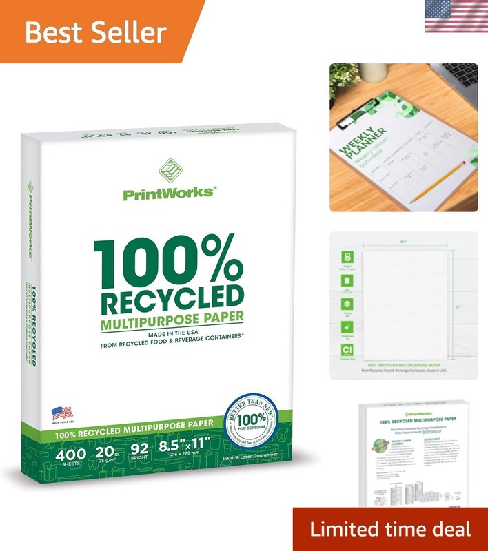 Versatile 8.5″ x 11″ Recycled Computer Paper – 20 lb, 400 Sheets, Value Pack