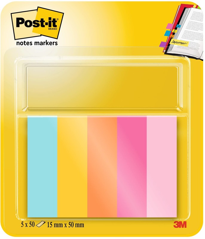 Post-it Notes Markers, Beachside Colour Collection, 15 mm x 50 mm, 50 Sheets/Pad