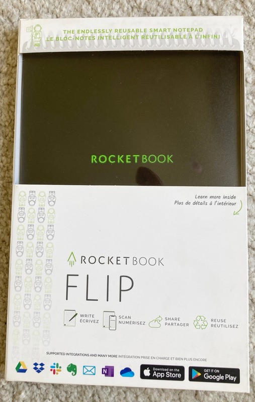 Rocket Book Flip Smart Reusable Notebook – New – Black- Executive Size – 36 Page