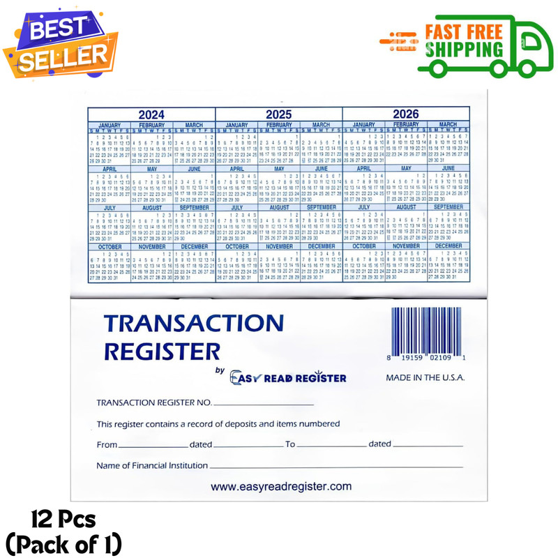 12 Checkbook Transaction Registers 2025-2026-2027 Calendars Check Book Bank …