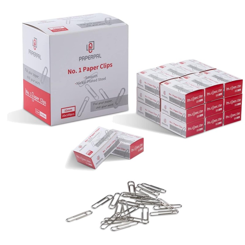 Bulk Pack Paper Clips 2000 pcs – Smooth Finish, Silver