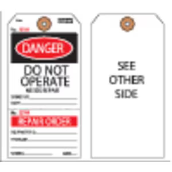 Tag, Do Not Operate, Cardstock, 5 3/4 in H x 2 7/8 in W, White, Rectangle, 100