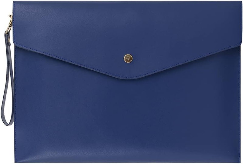 Wonderpool A4 Real Leather Multifunction Portfolio Envelope File A4, Blue