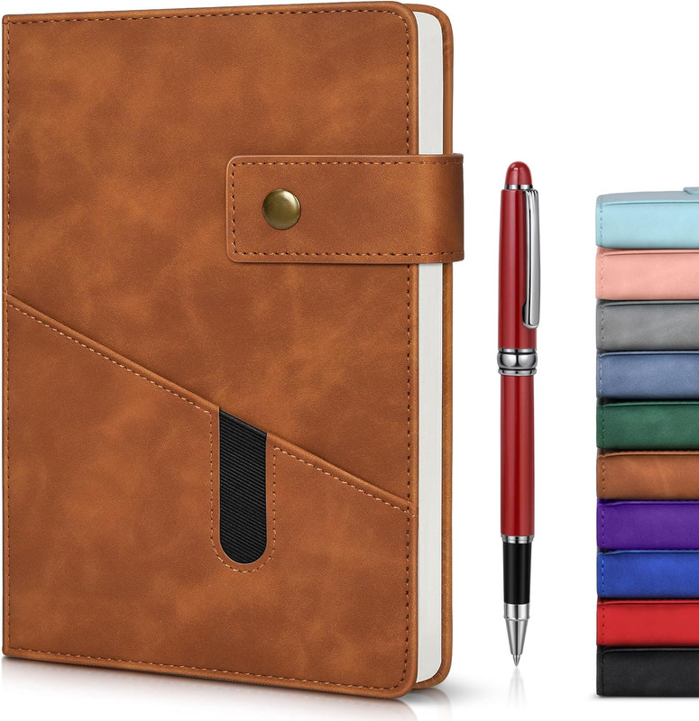 Brown A5 Lined Leather Journal Notebook for Men Women,5.9" X 8.4" Personalized H gallery