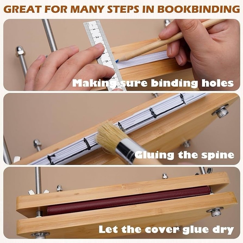 Professional Book Binding Kit with Press, Bone Folder, and Waxed Thread gallery