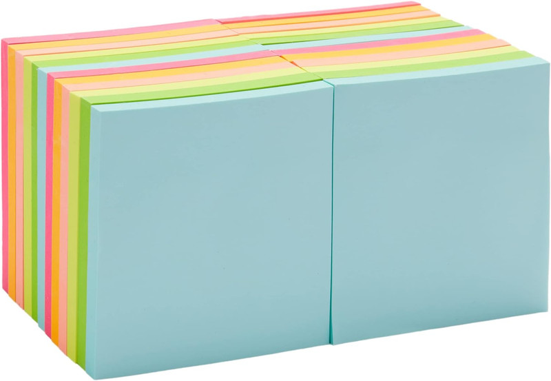 Square Sticky Notes, Office Supplies for Desk, 3-X-3-Inch, 24-Pack, Assorted Col