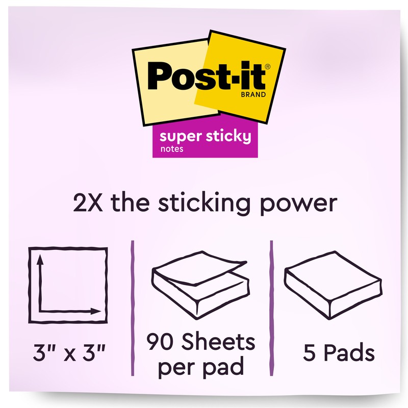 Post-it® Super Sticky Notes 654-5SSW, 3 in x 3 in (76 mm x 76 mm), White gallery