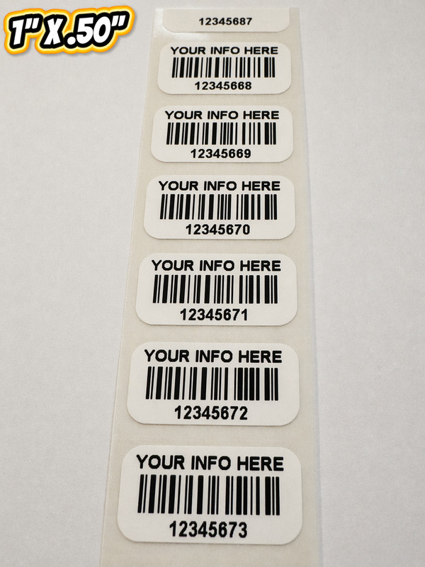 5000 SMALL CUSTOM PRINTED BARCODE LABELS STICKERS-ASSET-INVENTORY-1 X .50 INCH