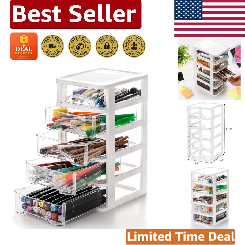 Modular 5-Drawer Clear Storage Unit for Desk – Ideal for Organized Workspaces