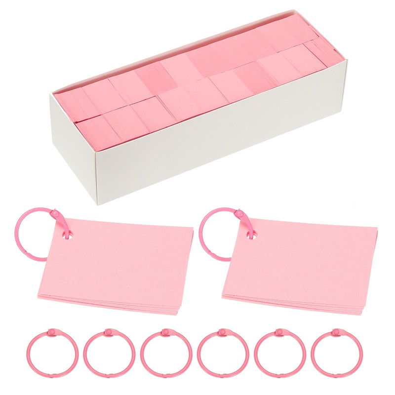 3″x2″ 3000Pcs Index Flash Cards with 30 Ring Study Card Index Card Pink