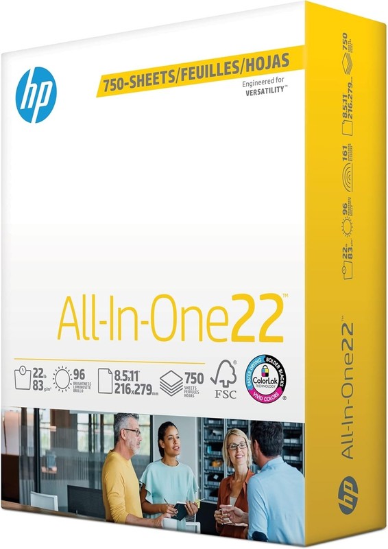 HP Papers | 8.5 x 11 Paper | All In One 22 lb | 1 Mega Ream – 750 Sheets | 96 Br
