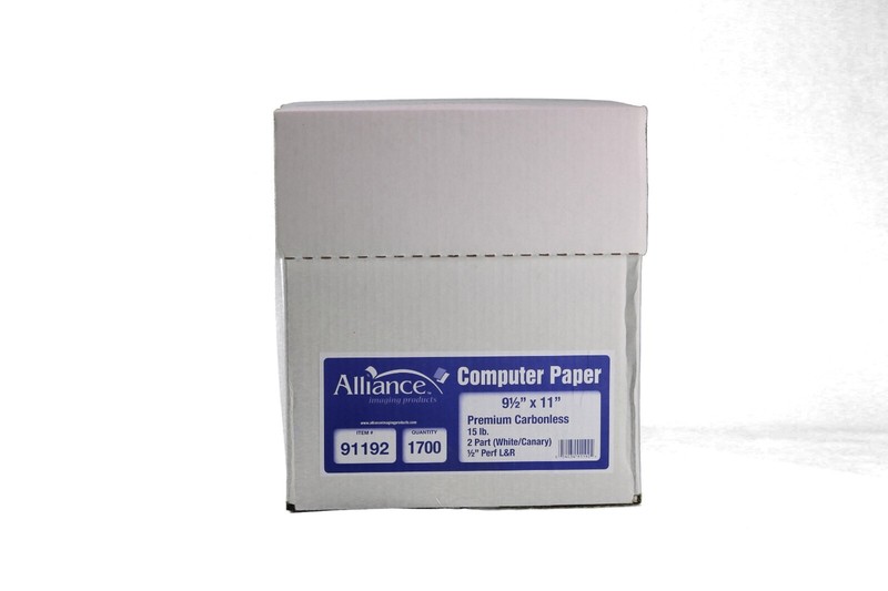 Continuous Computer Paper 9.5"x11" L&R Perf Blank 2-Pt White/Canary, 1700Sheets gallery